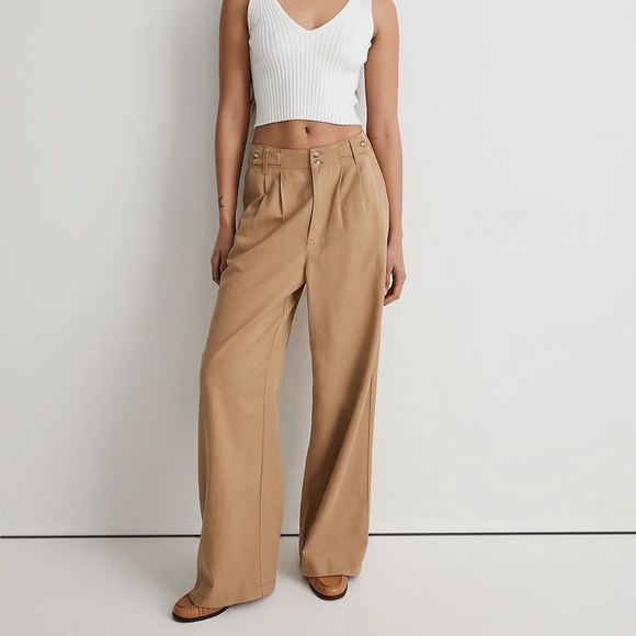 Madewell Pants - Madewell Harlow Wide Leg Pant Trouser in Seed Khaki